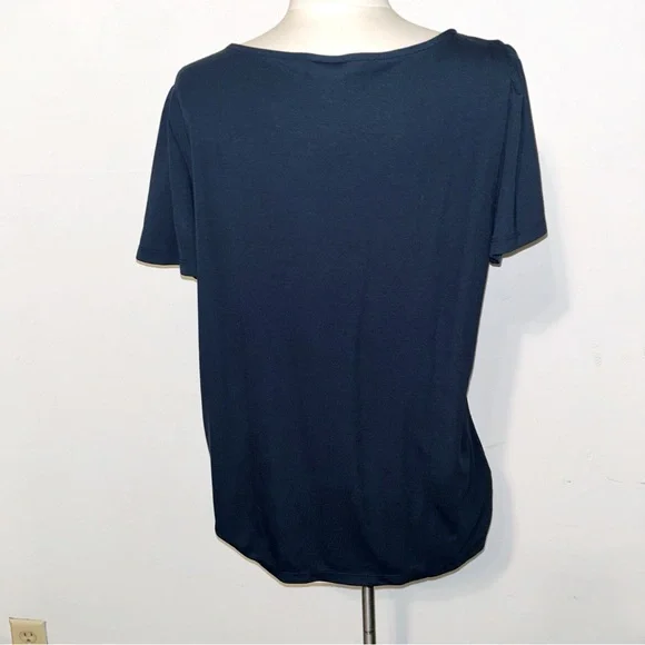 Ann Taylor Factory Navy Puff Sleeve Tee - Picture 2 of 3